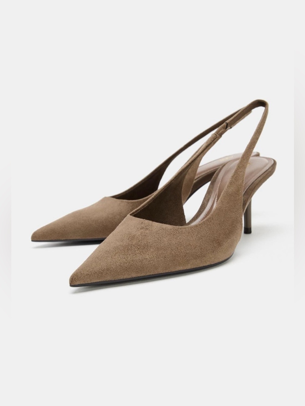 Zara NWT Pointed Toe Slingback Kitten Heel Pumps